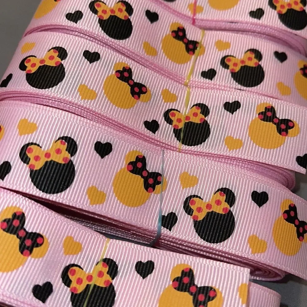 Grosgrain Ribbon 7/8” 5 yards 5/$20 Minnie Mouse bow polka dots pink NEW hearts